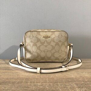 Coach Mini Jamie Camera Bag Signature Canvas Light Khaki Chalk Crossbody